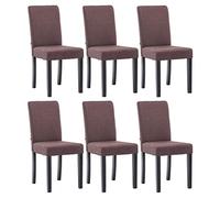 CLP Set De 6 Sillas De Salón Comedor Ina Acolchadas En Tela I Juego de 6 Sillas De Sala con Base De Madera, Color:marrón, Color del Marco:Negro