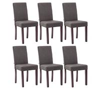 CLP Set De 6 Sillas De Salón Comedor Ina Acolchadas En Tela I Juego de 6 Sillas De Sala con Base De Madera, Color:Gris Oscuro, Color del Marco:Cappuccino