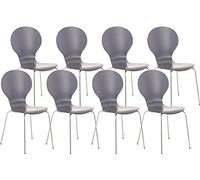 Set 8x sillas de visita diego apilable madera gris 45x43x86 cm
