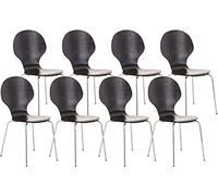 Set 8x sillas de visita diego apilable madera negro 45x43x86 cm