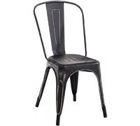 CLP Silla Apilable de Metal con Respaldo Benedikt, Silla Bistró para Hostelería y Cocina, Diseño Robusto y Resistente hasta 200 kg Color:Negro/Oro