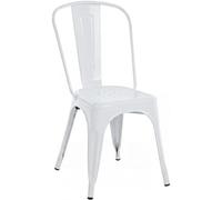CLP Silla Apilable de Metal con Respaldo Benedikt, Silla Bistró para Hostelería y Cocina, Diseño Robusto y Resistente hasta 200 kg Color:Blanco