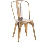 CLP Silla Apilable de Metal con Respaldo Benedikt, Silla Bistró para Hostelería y Cocina, Diseño Robusto y Resistente hasta 200 kg Color:Oro