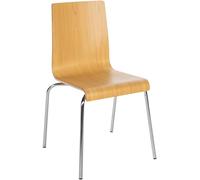 CLP Silla apilable Gahanna de Madera Moldeada con Laminado HPL, Estructura de Acero Cromado, Carga hasta 150 kg, Comedor y Oficina Color:Natura