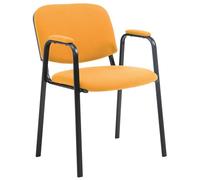 CLP Silla Apilable Ken Pro Acolchada con Reposabrazos, Silla de Conferencia de Tela Apilable, Estructura Metalica Negra Resistente hasta 150 kg, Color:Naranja