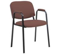 CLP Silla de conferencia Ken Pro – Acolchada, reposabrazos, tela, estructura metálica negra, marrón