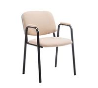 CLP Silla Apilable Ken Pro Acolchada con Reposabrazos, Silla de Conferencia de Tela Apilable, Estructura Metalica Negra Resistente hasta 150 kg, Color:Crema