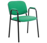 CLP Silla Apilable Ken Pro Acolchada con Reposabrazos, Silla de Conferencia de Tela Apilable, Estructura Metalica Negra Resistente hasta 150 kg Color:Verde Claro