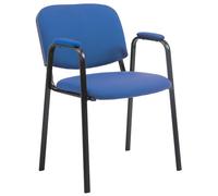 CLP Silla apilable Ken Pro de conferencia acolchada con reposabrazos, estructura negra 150 kg Azul