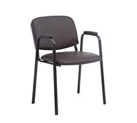 CLP Silla apilable Ken Pro con reposabrazos Acolchados, Silla de Conferencia apilable de Polipiel, Estructura Metalica Negra, hasta 150 kg Color:marrón