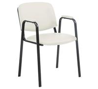 CLP Silla apilable Ken Pro — Polipiel, reposabrazos acolchados, estructura negra, hasta 150 kg, crema