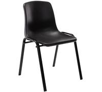 CLP Silla Apilable Nowra I Butaca De Salón con Base De Metal I Silla De Cocina En Polipropileno, Color:Negro