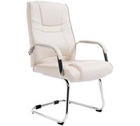 CLP Silla Cantiléver Attila Tapizada En Cuero Sintético & con Base De Metal I Silla Conferencia con Reposabrazos, Color:Crema
