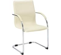 CLP Silla Cantilever Noeleen con reposabrazos, Silla Moderna tapizada para Comedor con Piel Sintetica, Estructura Metalica Estable hasta 150 kg Color:Crema