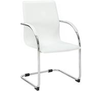 CLP Silla Cantilever Noeleen con reposabrazos, Silla Moderna tapizada para Comedor con Piel Sintetica, Estructura Metalica Estable hasta 150 kg Color:Blanco