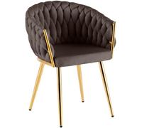 CLP Silla Comedor Acolchada Molise Silla Cocina Terciopelo Respaldo Estructura Acero Dorado soporta hasta 150 kg Color:marrón;Material:Terciopelo