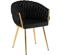 CLP Silla Comedor Acolchada Molise Silla Cocina Terciopelo Respaldo Estructura Acero Dorado soporta hasta 150 kg | Color Negro Material Terciopelo