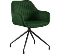 CLP Silla Comedor Giratoria Welby con Reposabrazos, Respaldo Acolchado, Giro 180 Grados, Soporta hasta 150 kg Color:Verde Claro;Material:Terciopelo