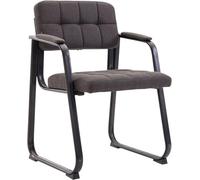 CLP Silla con Reposabrazos Canada B, Acolchada de Visita, Estructura Metal Negra Mate, Conferencia, Sala de Espera de Tela, Color:Gris Oscuro