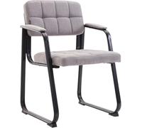 CLP Silla con Reposabrazos Canada B, Acolchada de Visita, Estructura Metal Negra Mate, Conferencia, Sala de Espera de Tela, Color:Gris Claro