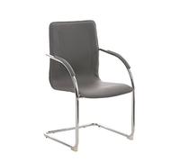CLP Silla Conferencia Melina Tapizada En Cuero Sintético I Silla De Reuniones Cantiléver | Silla De Espera con Reposabrazos I Silla para Visitas, Color:Gris