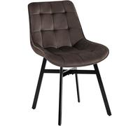 CLP Silla de Comedor Acolchada con Respaldo Colby, Silla de Cocina con tapizado capitoné, Estructura de Metal Negro, soporta hasta 140 kg | Color marrón Material Terciopelo