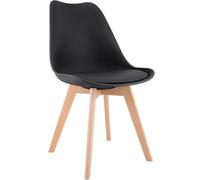 CLP Silla de Comedor Acolchada Linares Silla de Cocina con Respaldo y Base de Madera de Haya Protector de Suelo Color:Negro;Material:Plastico