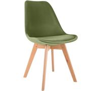 CLP Silla de Comedor Acolchada Linares Silla de Cocina con Respaldo y Base de Madera de Haya Protector de Suelo Color:Verde Claro;Material:Terciopelo
