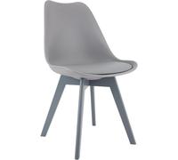 CLP Silla de Comedor Acolchada Linares Silla de Cocina con Respaldo y Base de Madera de Haya Protector de Suelo | Color Gris/Gris Material Plastico