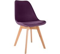 CLP Silla de Comedor Acolchada Linares Silla de Cocina con Respaldo y Base de Madera de Haya Protector de Suelo Color:Violeta;Material:Terciopelo