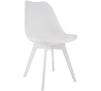 CLP Silla de Comedor Acolchada Linares Silla de Cocina con Respaldo y Base de Madera de Haya Protector de Suelo Color:Blanco/Blanco;Material:Plastico