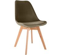 CLP Silla de Comedor Acolchada Linares Silla de Cocina con Respaldo y Base de Madera de Haya Protector de Suelo Color:marrón Oscuro;Material:Terciopelo