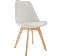 CLP Silla De Comedor Linares En Tela, Pana, Terciopelo o En Polipropileno & Cojín En Simil Cuero con Base De Madera, Color:Gris Claro, Material:Terciopelo