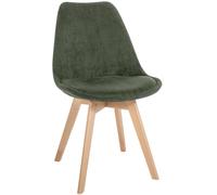 CLP Silla de Comedor Acolchada Linares Silla de Cocina con Respaldo y Base de Madera de Haya Protector de Suelo Color:Verde Claro;Material:Pana