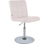 CLP Silla de Comedor Ajustable en Altura con Respaldo Ricky, giratoria 360°, tapizada con Cuero sintético, Estructura de Metal Cromado Color:Blanco