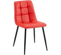CLP Silla de Comedor Antibes tapizada en Polipiel I Butaca de salón con Base metálica de 4 Patas I Asiento de Cocina, Color:Rojo