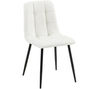 CLP Silla de Comedor Antibes tapizada en Polipiel I Butaca de salón con Base metálica de 4 Patas I Asiento de Cocina Color:Blanco