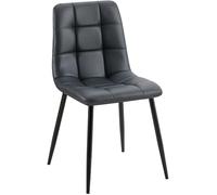 CLP Silla de Comedor Antibes tapizada en Polipiel I Butaca de salón con Base metálica de 4 Patas I Asiento de Cocina, Color:Negro