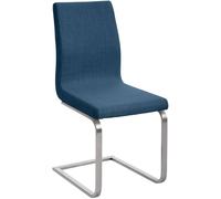 CLP Silla de Comedor Belfort de Tela, Cantilever Moderno con Asiento Acolchado & Respaldo Alto, Estructura de Acero Inoxidable, Color:Azul