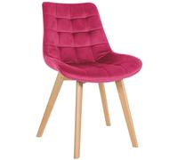 CLP Silla De Comedor Brook En Terciopelo Sin Reposabrazos I Butaca De Salón Escandinava con Base De Madera De 4 Patas | Color Rojo
