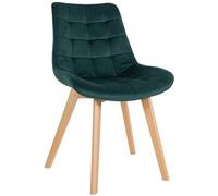 CLP Silla De Comedor Brook En Terciopelo Sin Reposabrazos I Butaca De Salón Escandinava con Base De Madera De 4 Patas | Color Verde Claro