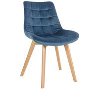 CLP Silla De Comedor Brook En Terciopelo Sin Reposabrazos I Butaca De Salón Escandinava con Base De Madera De 4 Patas Color:Azul