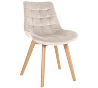 CLP Silla De Comedor Brook En Terciopelo Sin Reposabrazos I Butaca De Salón Escandinava con Base De Madera De 4 Patas | Color Crema