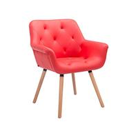 CLP Silla De Comedor Cassidy En Simil Cuero I Silla De Visita con Respaldo I Butaca De Salón Nórdica con Base De 4 Patas De Madera I Color: Color:Rojo;Color del Marco:Natura