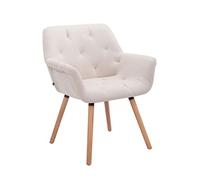 CLP Silla De Comedor Cassidy Tapizada En Tela I Butaca De Salón Nórdica con Respaldo & Base De Madera, Color:Beige, Color del Marco:Natura