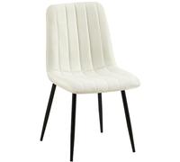 CLP Silla De Comedor Dijon En Tela o Terciopelo I Butaca De Salón Moderna con Base De Metal, Color:Crema, Material:Tela