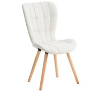CLP Silla de Comedor Elda Tapizada en Cuero Sintético I Silla para Visita Estilo Nórdico con Base de Madera De 4 Patas, Color:Blanco