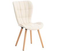 CLP Silla de Comedor Elda Tapizada en Cuero Sintético I Silla para Visita Estilo Nórdico con Base de Madera De 4 Patas, Color:Crema