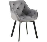 CLP Silla de Comedor ergonómica Antigo, Terciopelo Negro, con reposabrazos Acolchados, Giro 180°, Base metálica | Color Gris Oscuro