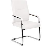 CLP Silla de comedor Hobart - Cantilever ergonómica símil cuero blanco 60x55x105 cm